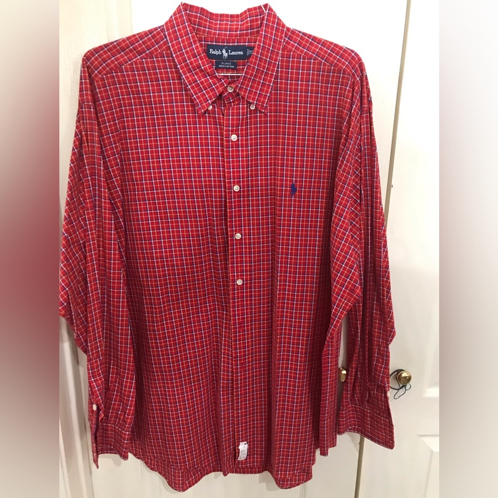 Ralph Lauren Red Plaid Men's Button Down Shirt
